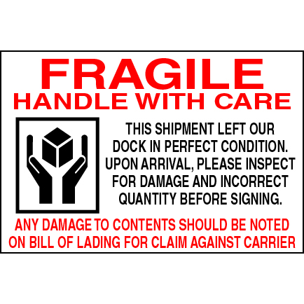 Fragile Handle With Care Labels 4 x 6