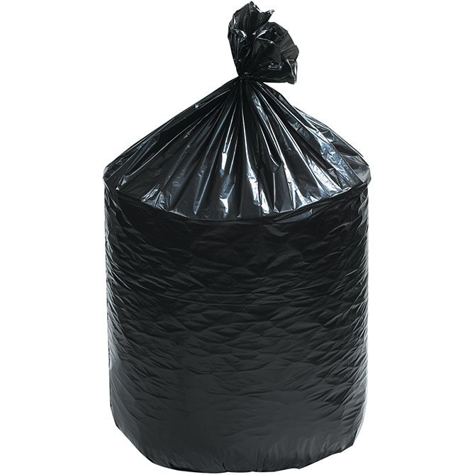 55 - 60 Gallon, 36 x 58 - 38 Micron Can Liner / Trash Bags, Black,  100/Case - BGR