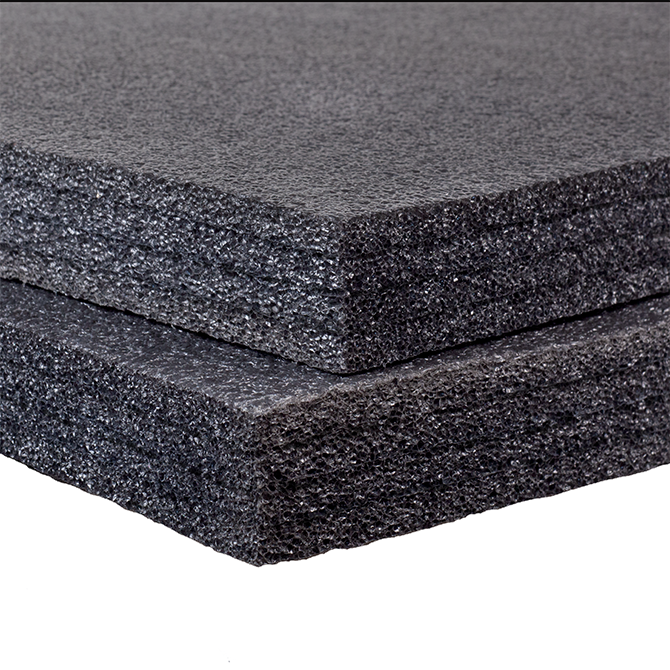 48 x 108 x 2 - 1.7 lb. Density, Polyethylene Foam Plank, Laminated, Black  - BGR